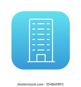 Residential building line icon for web, mobile and infographics. Vector white icon on the blue gradient square with rounded corners isolated on white background.