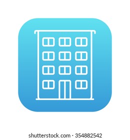 Residential building line icon for web, mobile and infographics. Vector white icon on the blue gradient square with rounded corners isolated on white background.
