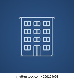 Residential building line icon for web, mobile and infographics. Vector light blue icon isolated on blue background.