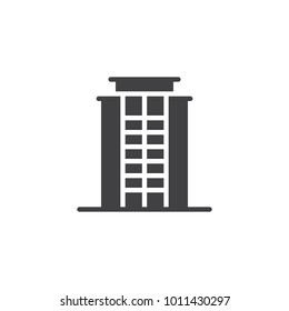 Residential building, office icon vector, filled flat sign, solid pictogram isolated on white. Skyscraper symbol, logo illustration.