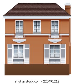 A residential building on a white background 