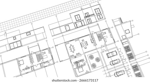 Proyecto de borrador del concepto de Plan de edificio residencial