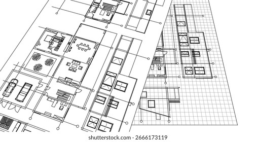 Proyecto de borrador del concepto de Plan de edificio residencial
