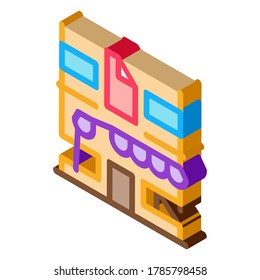 construcción residencial para el vector de icono de restauración. edificio residencial isométrico para señal de restauración. ilustración de símbolo aislado de color