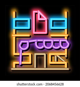 residential building for restoration neon light sign vector. Glowing bright icon residential building for restoration sign. transparent symbol illustration
