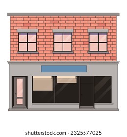 residential building with a store on the ground floor, vector illustration