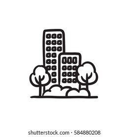 Residential Building Trees Sketch Icon Stock Vector (Royalty Free ...