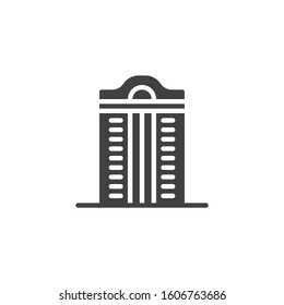 Residential building vector icon. filled flat sign for mobile concept and web design. Office buildings architecture glyph icon. Symbol, logo illustration. Vector graphics