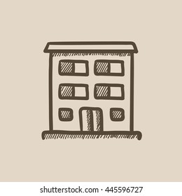 Residential building vector sketch icon isolated on background. Hand drawn Residential building icon. Residential building sketch icon for infographic, website or app.