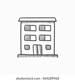 Residential building vector sketch icon isolated on background. Hand drawn Residential building icon. Residential building sketch icon for infographic, website or app.