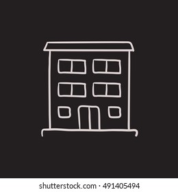 Residential building vector sketch icon isolated on background. Hand drawn Residential building icon. Residential building sketch icon for infographic, website or app.