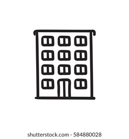 Residential building vector sketch icon isolated on background. Hand drawn Residential building icon. Residential building sketch icon for infographic, website or app.