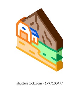 residential buildings in highlands icon vector. isometric residential buildings in highlands sign. color isolated symbol illustration