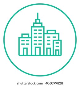 Residential buildings line icon.