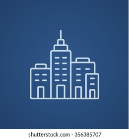 Residential buildings line icon for web, mobile and infographics. Vector light blue icon isolated on blue background.