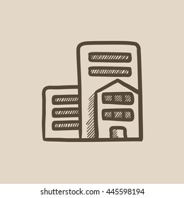 Residential buildings vector sketch icon isolated on background. Hand drawn Residential buildings icon. Residential buildings sketch icon for infographic, website or app.