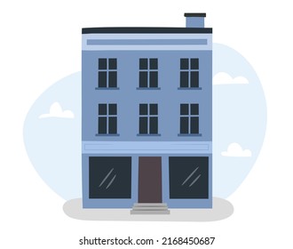 Residential bulding in city. Flat vector