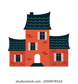 Residential and city houses flat cartoon illustrations. City architecture, stores retro and modern buildings. Exterior