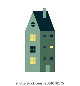 Residential and city houses flat cartoon illustrations. City architecture, stores retro and modern buildings. Exterior