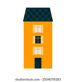 Residential and city houses flat cartoon illustrations. City architecture, stores retro and modern buildings. Exterior