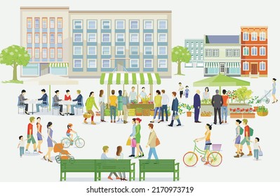 
Residential city life, vector illustration