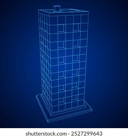 Residential and commercial Apartment building. Small city house. Wireframe low poly mesh vector illustration