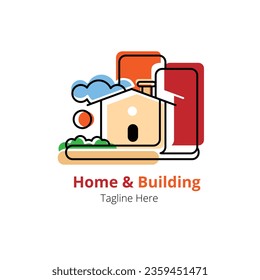 Residential and commercial building and construction based abstract logo vector illustration with dummy text on white background.