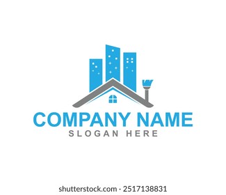 Residential and commercial cleaning service logo, home and building clean icon, window cleaning icon, janitor, roof cleaning service icon, commercial building office pressure power cleaning