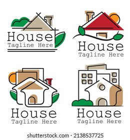 Residential and commercial House or home construction based logo set vector illustration with dummy text on white background.