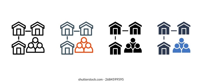 Ilustración vectorial de estilo de icono múltiple de comunidad residencial