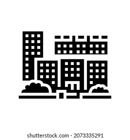 residential complex apartment building glyph icon vector. residential complex apartment building sign. isolated contour symbol black illustration