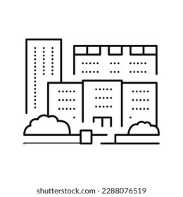 residential complex apartment building line icon vector. residential complex apartment building sign. isolated contour symbol black illustration
