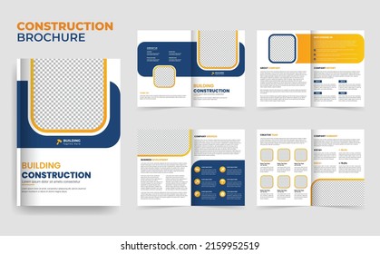 Residential Construction Brochure Template Or Home Renovation Flyer, Real Estate Brochure Design, Corporate Construction Brochure, Presentation Layout, Industrial Brochure