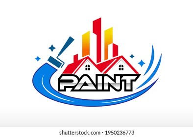 Residential And Corporate Commercial Building Painting Logo Design Vector Icon Illustration.