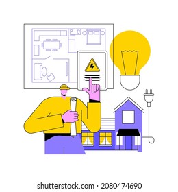 Residential electrical construction abstract concept vector illustration. Pre-construction planning, licensed contractor, lighting and appliance needs, energy efficient project abstract metaphor.