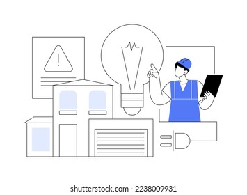 Residential electrical construction abstract concept vector illustration. Pre-construction planning, licensed contractor, lighting and appliance needs, energy efficient project abstract metaphor.