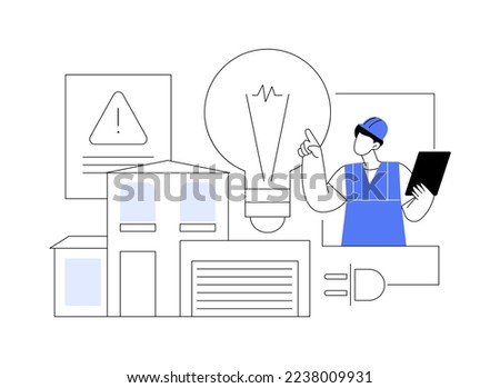 Residential electrical construction abstract concept vector illustration. Pre-construction planning, licensed contractor, lighting and appliance needs, energy efficient project abstract metaphor.