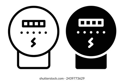 Residential Electricity Meter Icons. Energy Consumption Monitoring Symbols. Utility Meter Indicator Signs