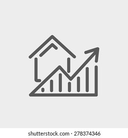 Residential Graph Increases icon thin line for web and mobile, modern minimalistic flat design. Vector dark grey icon on light grey background.