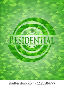 Residential green emblem. Mosaic background