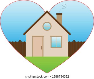 Residential Home in a Hearth Shape Vector