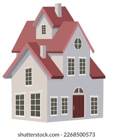 A residential home, a house, is seen isolated in a vector image to be used as a graphic resource.

