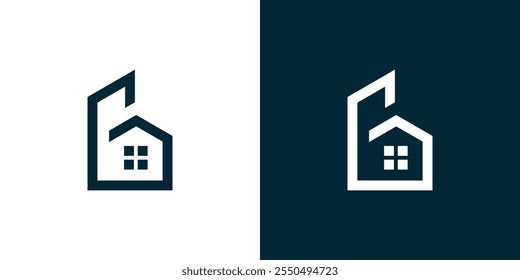 Residential house and building combination logo, simple house logo, simple building logo