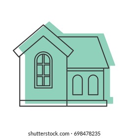 Residential house doodle icon vector illustration for design and web isolated on white background. House vector object for labels, logos and advertising