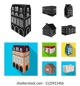 Residential house in English style, a cottage with stained-glass windows, a cafe building, a wooden hut. Architectural and building set collection icons in black,flat style vector symbol stock