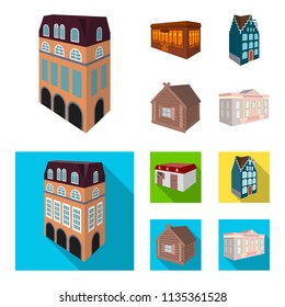 Residential house in English style, a cottage with stained-glass windows, a cafe building, a wooden hut. Architectural and building set collection icons in cartoon,flat style vector symbol stock