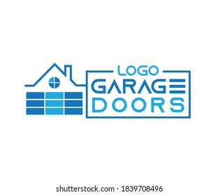 Residential house garage doors icon based logo vector illustration with dummy text for multi purpose use. 