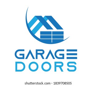 Residential house garage doors icon based logo vector illustration with dummy text for multi purpose use. 