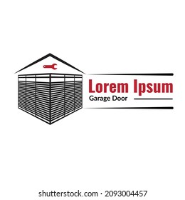 Residential house garage doors icon logo vector illustration with dummy text for multi purpose use. 