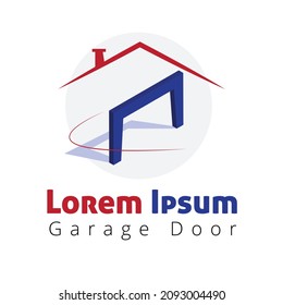 Residential house garage doors icon logo vector illustration with dummy text for multi purpose use. 